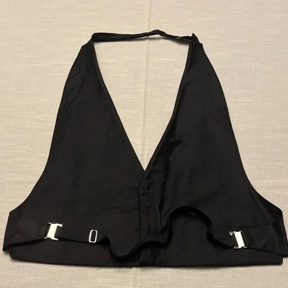 Elegant Men's Tuxedo Vest Black Tie Adjustable Waist and Neck - Picture 5 of 9